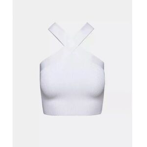 Glassons White Ribbed Crop Top